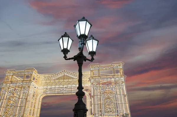 Natal Feriados Ano Novo Iluminação Centro Cidade Moscou Noite Rússia — Fotografia de Stock