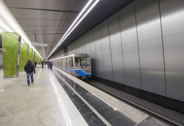 Moskova, Rusya - 03 Mart 2018: Metro İstasyonu Ramenki..., thekalininsko-Solntsevskaya hatta Moskova Metrosu, Rusya bir kanalıdır. 16 Şubat 2017 açıldı. 