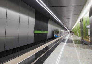 Moskova, Rusya - 03 Mart 2018: Metro İstasyonu Ramenki..., thekalininsko-Solntsevskaya hatta Moskova Metrosu, Rusya bir kanalıdır. 16 Şubat 2017 açıldı. 