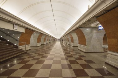 Park Pobedy--Moskova metrosu metro istasyonu, Russia.It olan iki satırda: Arbatsko-Pokrovskaya ve Kalininsko-Solntsevskaya Lines.At 84 metre underground... en derin dünya 