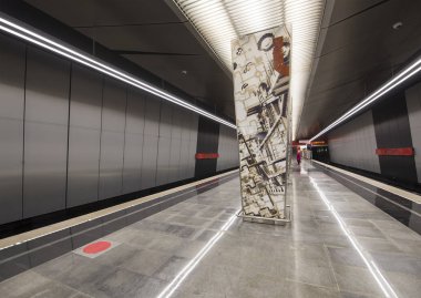 Moskova, Rusya - 03 Mart 2018: Metro İstasyonu Minskaya..., Kalininsko-Solntsevskaya hatta Moskova Metrosu, Rusya bir kanalıdır. 16 Şubat 2017 açıldı 