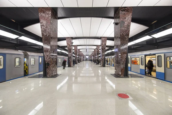 Moskva Ryssland Mars 2018 Metro Khoroshyovskaya Station Kalininsko Solntsevskaya Linjen — Stockfoto