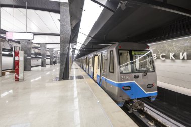 Moskova, Rusya - 03 Mart 2018: Metro İstasyonu Petrovskiy Parkı--Moskova Metrosu, Rusya Kalininsko Solntsevskaya satırındaki bir istasyon uzaklıktadır. 26 Şubat 2018 açıldı