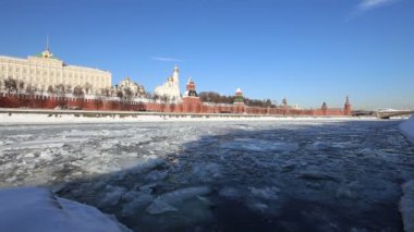 Moskova Nehri ve Kremlin (kış günü), Moskova, Rusya - Moskova'nın en popüler görünümü görünümü