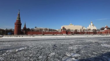 Moskova Nehri ve Kremlin (kış günü), Moskova, Rusya - Moskova'nın en popüler görünümü görünümü