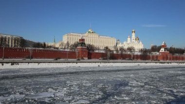 Moskova Nehri ve Kremlin (kış günü), Moskova, Rusya - Moskova'nın en popüler görünümü görünümü