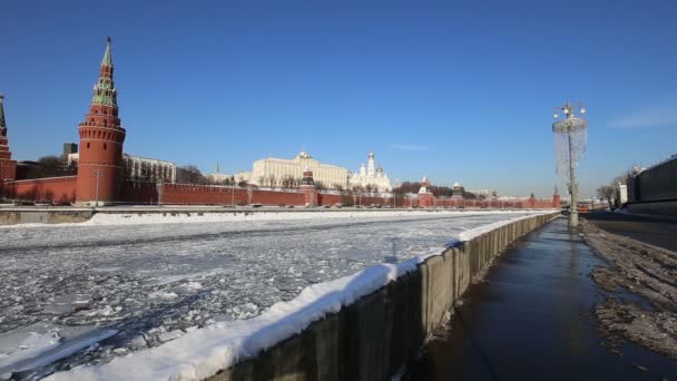 Vista Sul Fiume Moskva Cremlino Giorno Inverno Mosca Russia Vista — Video Stock