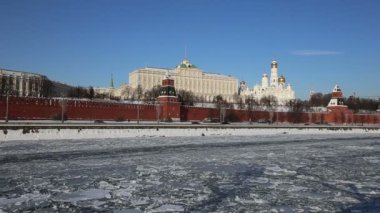 Moskova Nehri ve Kremlin (kış günü), Moskova, Rusya - Moskova'nın en popüler görünümü görünümü
