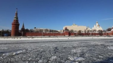 Moskova Nehri ve Kremlin (kış günü), Moskova, Rusya - Moskova'nın en popüler görünümü görünümü