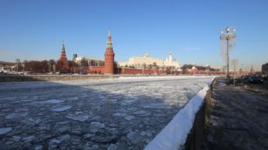 Moskova Nehri ve Kremlin (kış günü), Moskova, Rusya - Moskova'nın en popüler görünümü görünümü