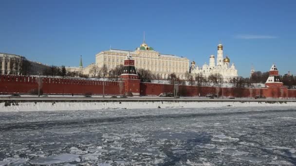 Vista Del Río Moskva Kremlin Día Invierno Moscú Rusia Vista — Vídeos de Stock