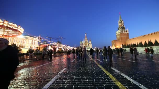 Moscou Russie Janvier 2018 Noël Nouvel Illumination Nuit Place Rouge — Video