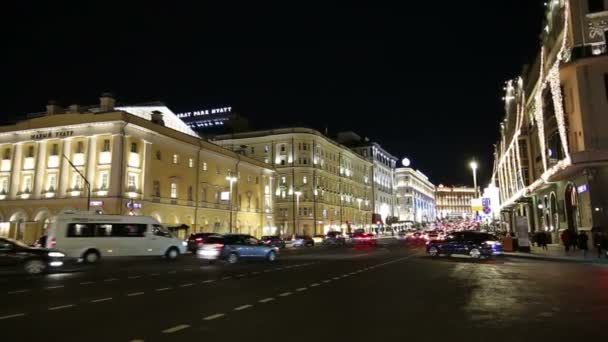 Moskou Rusland Januari 2018 Kerstmis Nieuwjaars Vakantie Verlichting Straat Buurt — Stockvideo