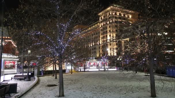 Boże Narodzenie Nowy Rok Wakacje Oświetlenie Four Seasons Hotel Moscow — Wideo stockowe