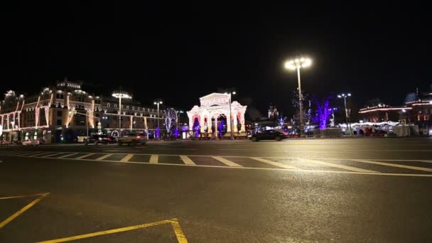 Decoração Natal Feriados Ano Novo Perto Teatro Bolshoi Grande Grande — Vídeo de Stock