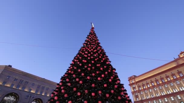 Natale Capodanno Decorazione Lubyanskaya Lubyanka Piazza Sera Mosca Russia — Video Stock