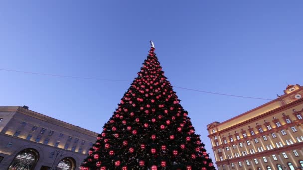 Christmas Yeni Yıl Tatilleri Dekorasyon Lubyanskaya Lubyanka Kare Akşamları Moskova — Stok video