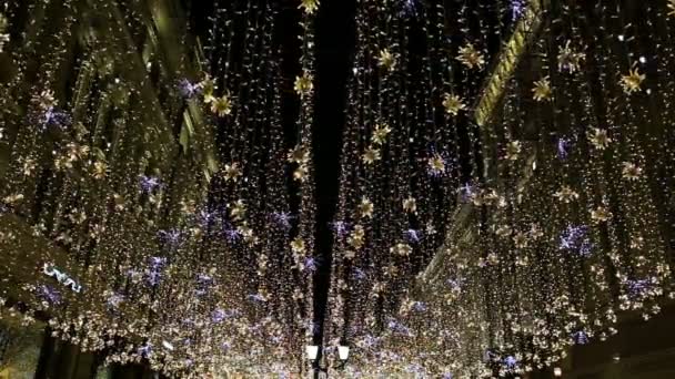 Boże Narodzenie Święta Sylwester Oświetlenie Nikolskaya Street Pobliżu Moskwy Nocy — Wideo stockowe