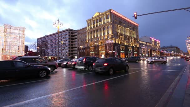 Μόσχα Ρωσία Ιανουαρίου 2018 Χριστούγεννα Και Νέο Έτος Διακοπές Φωτισμό — Αρχείο Βίντεο