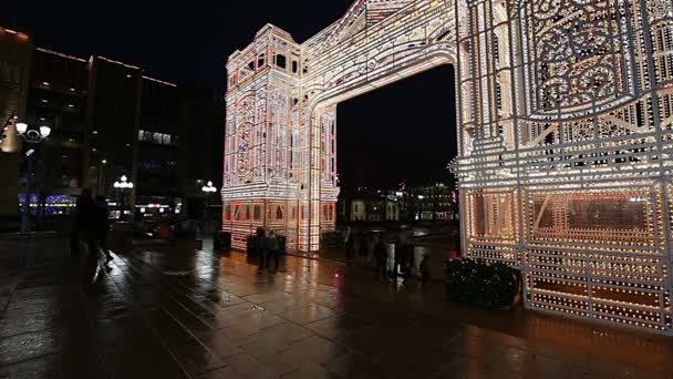 Moscow Rússia Janeiro 2018 Natal Ano Novo Iluminação Feriados Centro — Vídeo de Stock