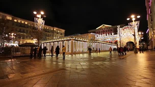 Moscow Rússia Janeiro 2018 Natal Ano Novo Iluminação Feriados Centro — Vídeo de Stock