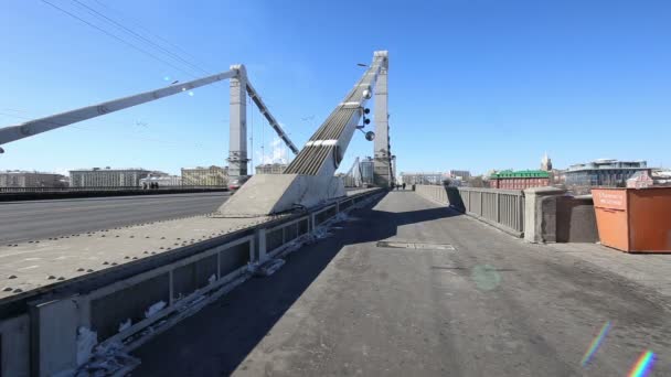 Krymsky Köprü Veya Kırım Köprüsü Kış Günü Bir Çelik Asma — Stok video