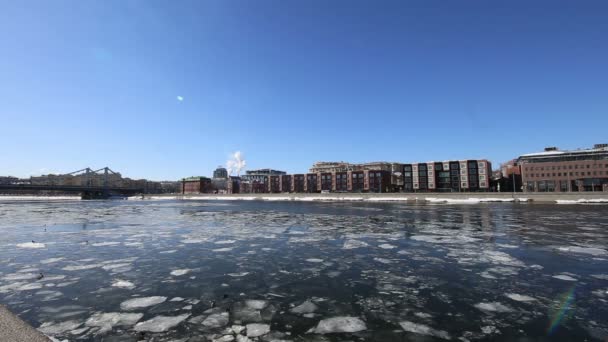 Moskow Moskva Rivier Embankment Rusland Winterdag — Stockvideo