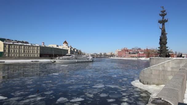 Moskau Moskva Und Das Dürstdenkmal Russland Wintertag — Stockvideo