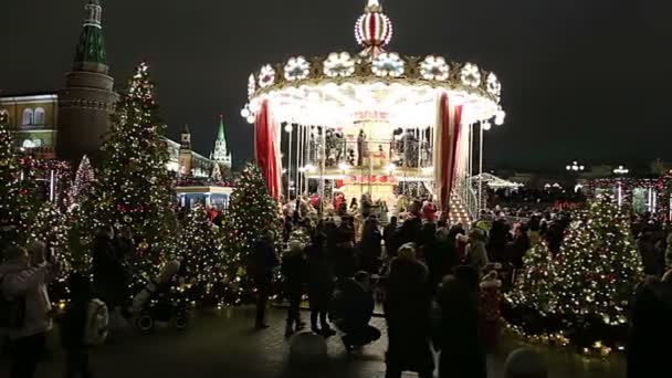 Moskou Rusland Januari 2018 Kerst Nieuwjaars Vakantie Verlichting Manege Square — Stockvideo