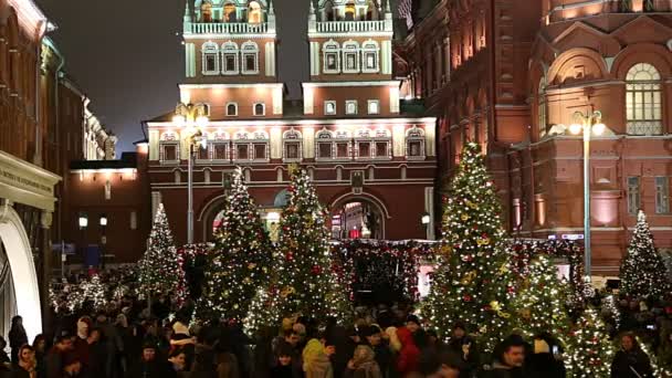 Moscow Rússia Janeiro 2018 Natal Ano Novo Iluminação Feriados Manege — Vídeo de Stock