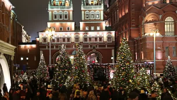 Moscow Rússia Janeiro 2018 Natal Ano Novo Iluminação Feriados Manege — Vídeo de Stock