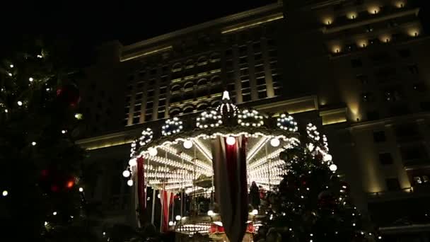 Moscú Rusia Enero 2018 Iluminación Navidad Año Nuevo Plaza Manege — Vídeo de stock