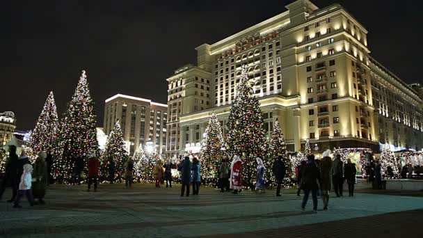 Moskou Rusland Januari 2018 Kerst Nieuwjaars Vakantie Verlichting Four Seasons — Stockvideo