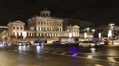 Moskova, Rusya - 04 Ocak 2018: Pashkov House, neoklasik mansion yakınındaki Kremlin (Vasiliy Bazhenov tarafından) Moskova, Rusya 