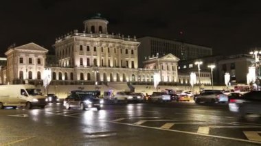 Moskova, Rusya - 04 Ocak 2018: Pashkov House, neoklasik mansion yakınındaki Kremlin (Vasiliy Bazhenov tarafından) Moskova, Rusya 
