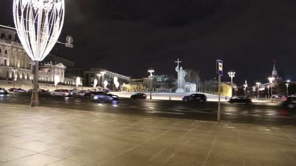 Moskou Rusland Januari 2018 Kerstmis Nieuwjaar Feestdagen Verlichting Monument Voor — Stockvideo
