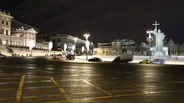 Moscou Russie Janvier 2018 Noël Nouvel Fête Illumination Monument Saint — Video