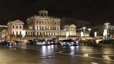 Moskova, Rusya - 04 Ocak 2018: Pashkov House, neoklasik mansion yakınındaki Kremlin (Vasiliy Bazhenov tarafından) Moskova, Rusya 