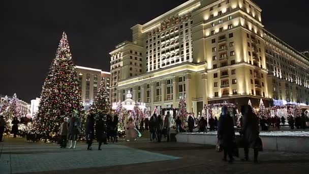 Moscow Rússia Janeiro 2018 Natal Ano Novo Iluminação Feriados Four — Vídeo de Stock