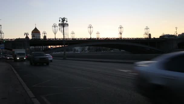 Moskow Moszkva Folyó Embankment Közelében Kreml Éjjel Leg Népszerű Nézet — Stock videók