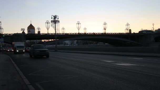 Moskova Moskva Nehri Setin Kremlin Yakınındaki Gece Moskova Rusya Nın — Stok video