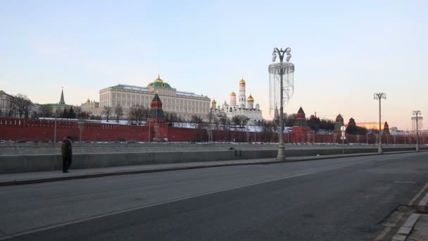 Moskow Moskva Dijk Van Rivier Buurt Van Kremlin Nachts Populairste — Stockvideo