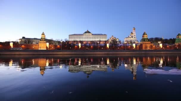 View Moskva River Kremlin Night Moscow Russia Most Popular View — Stock Video