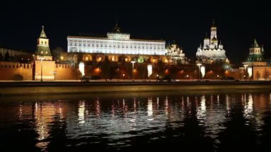 Moskova Nehri ve Kremlin (gece), Moskova, Rusya - Moskova'nın en popüler görünümü