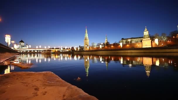 Pohled Řeku Moskvu Kreml Noci Moskva Rusko Nejoblíbenější Pohled Moskvu — Stock video