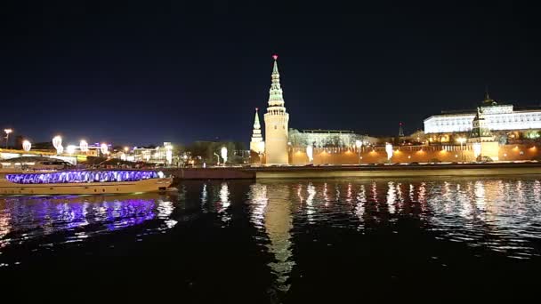 Pohled Řeku Moskvu Kreml Noci Moskva Rusko Nejoblíbenější Pohled Moskvu — Stock video