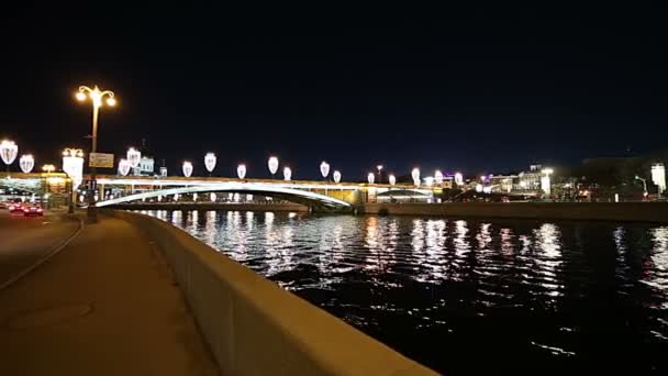 Москва Москва Набережної Річки Біля Кремля Вночі Найпопулярніший Вид Москва — стокове відео