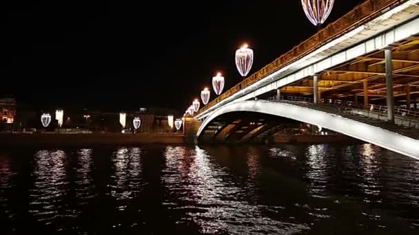 Stone Bridge Yakınındaki Kremlin Gece Moskova Rusya Nın Popüler Görünümü — Stok video