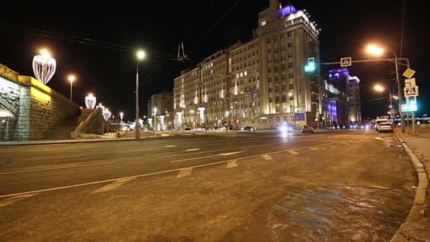 Centro Moscou Perto Kremlin Rússia Casa Embankment Bersenevskaya Embankment Rua — Vídeo de Stock