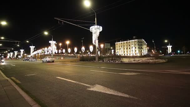 Ponte Pietra Vicino Cremlino Notte Vista Più Popolare Mosca Russia — Video Stock